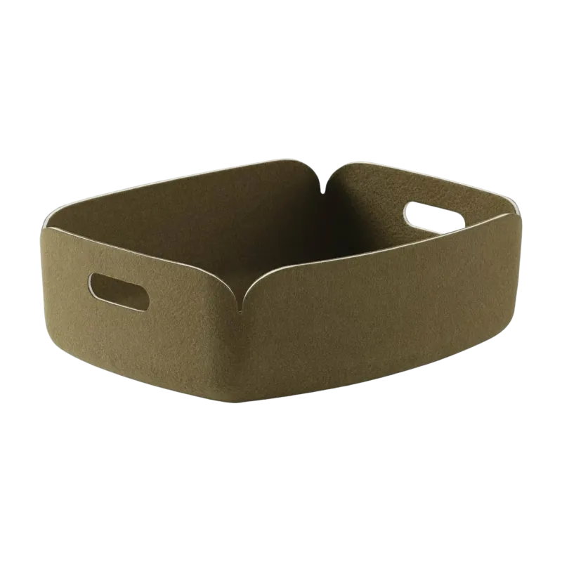Petit panier de rangement recyclé rectangulaire kaki Restore - Muuto