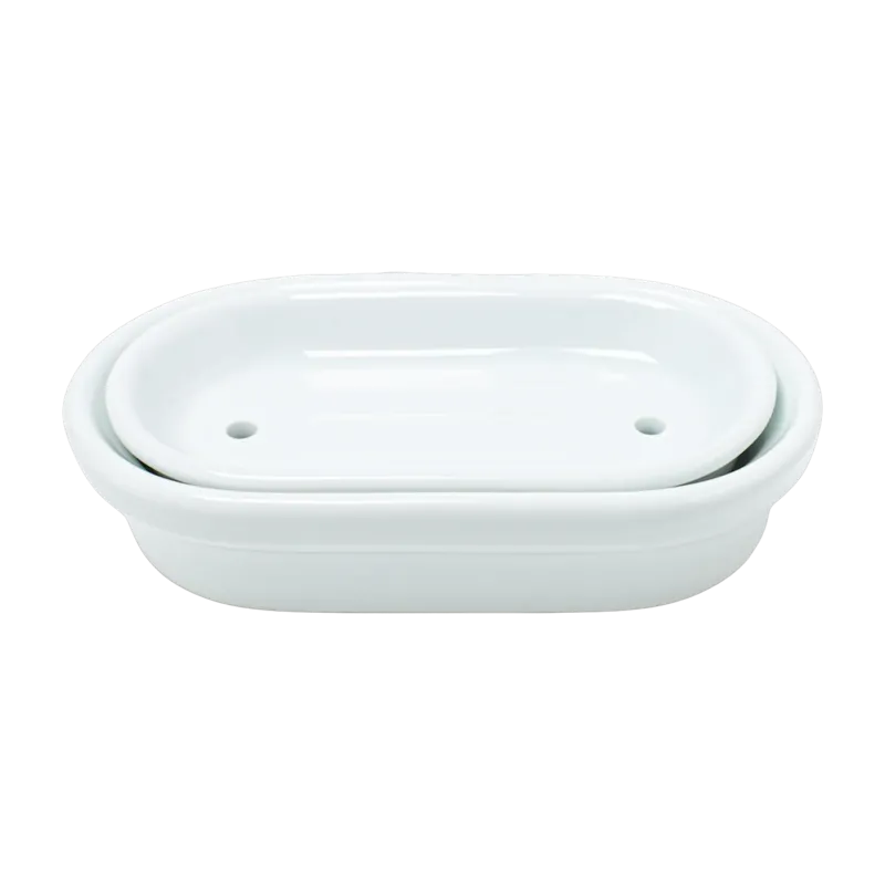 Porte-savon en porcelaine blanche brillant - Merigous