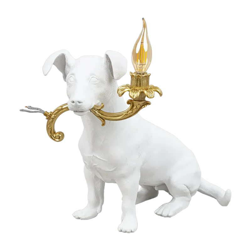 Lampe Chien en résine blanche 34 cm Rio - Seletti