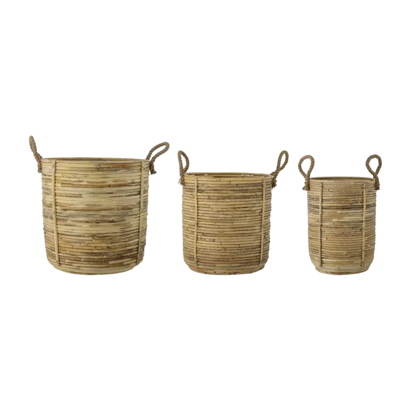 3 Paniers ronds en rotin naturel Tesser - Bloomingville