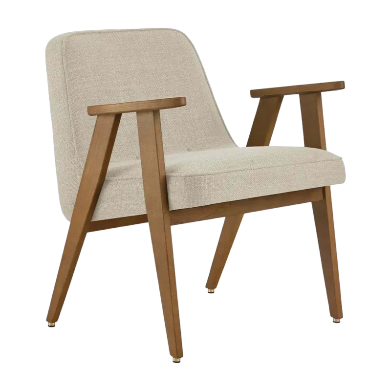 Fauteuil avec accoudoirs en tissu coco crème et chêne foncé 53 x 52 cm Série 366 Junior - 366 Concept