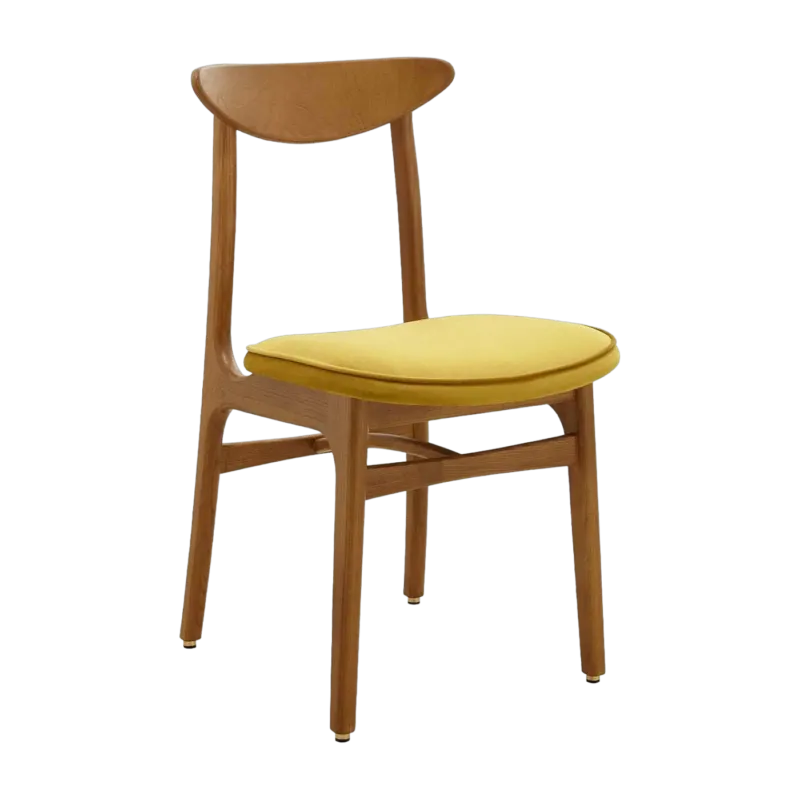 Chaise en velours brillant moutarde et frêne foncé 52 x 45 Série 200-190 Mix - 366 Concept