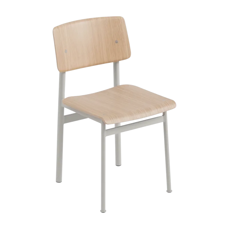 Chaise sans accoudoirs grise et bois naturel Loft - Muuto