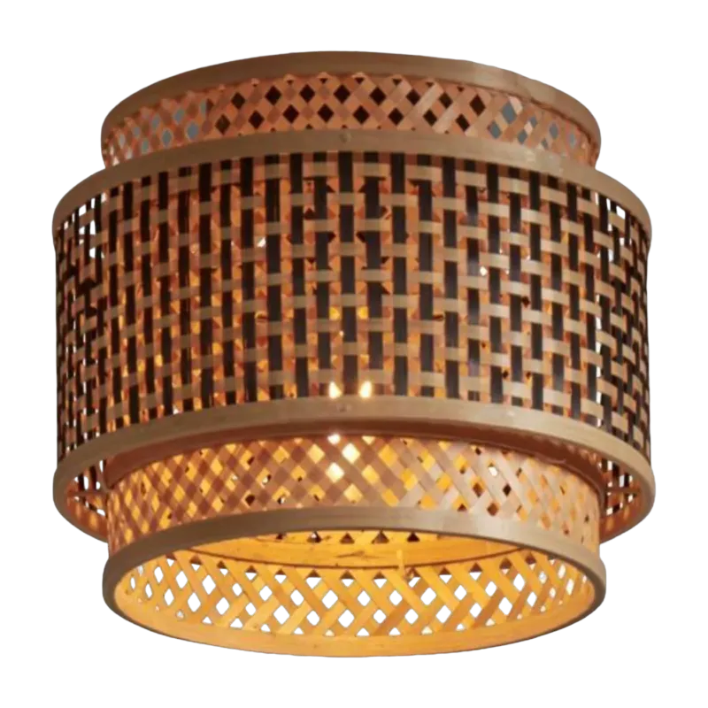Plafonnier rond en bambou noir et naturel 25x20 cm Bambou - Good & Mojo