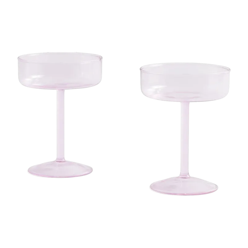 2 coupes en verre teintées rose Tint - HAY
