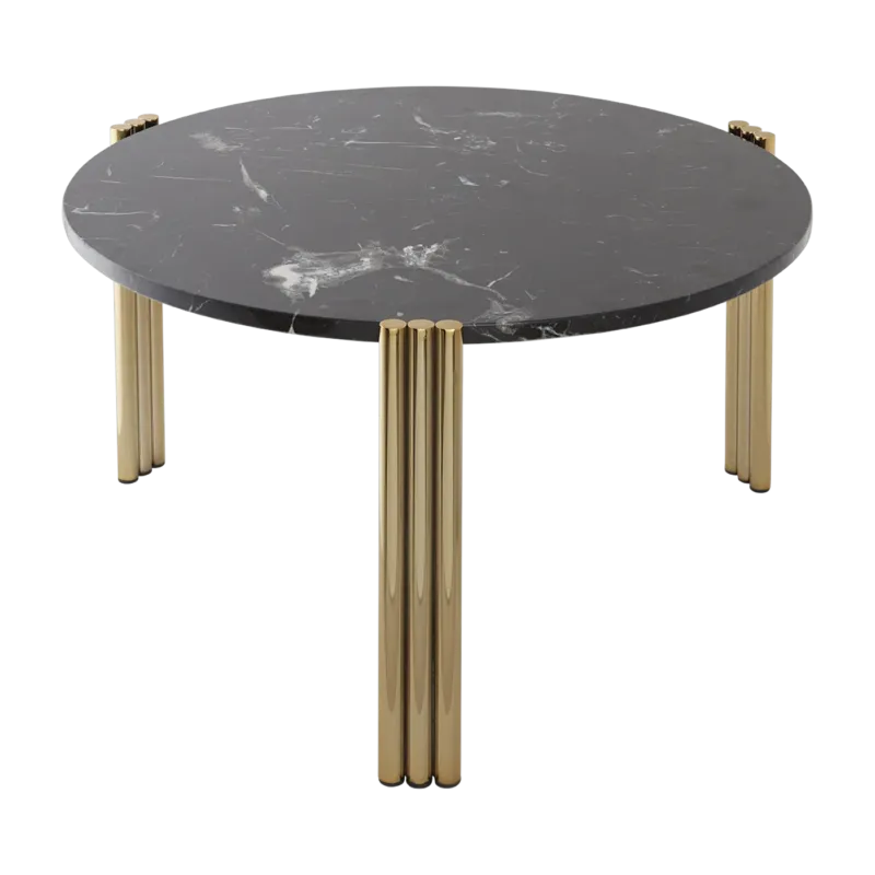 Table basse en acier doré et marbre noir 35 x 60 cm Tribus - AYTM