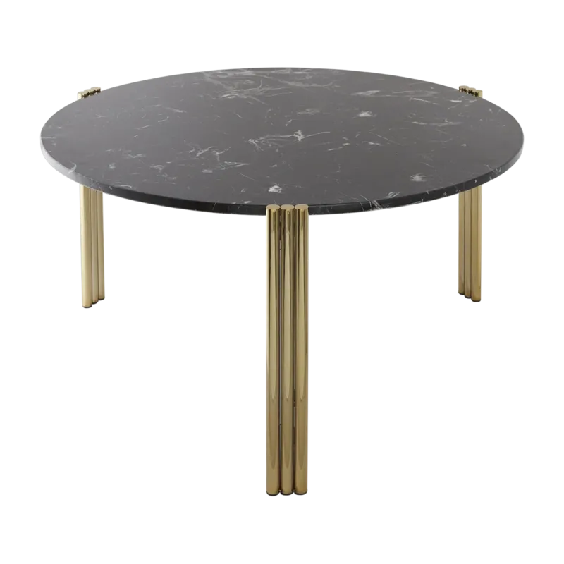 Table basse en acier doré et marbre noir 45 x 80 cm Tribus - AYTM