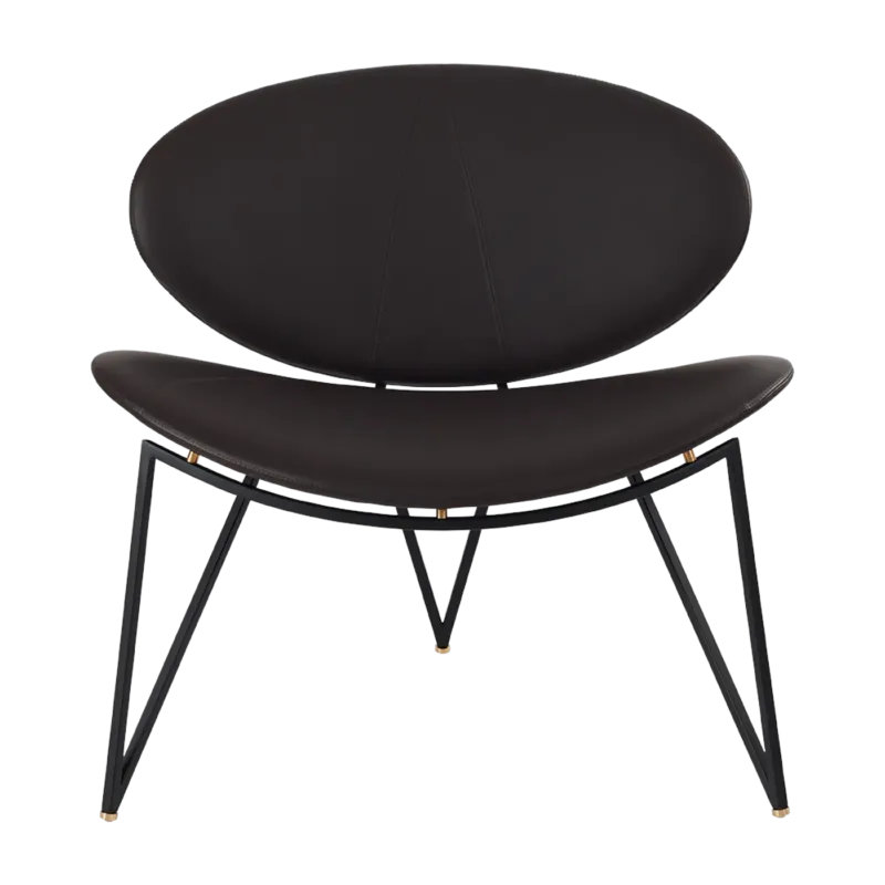 Fauteuil en cuir et piètement en acier noir Semper - AYTM