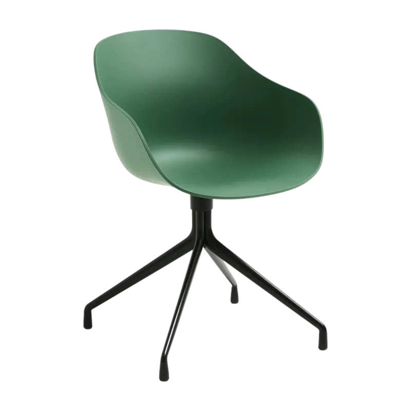 Chaise avec accoudoirs en plastique recyclé vert et pieds noirs AAC 220 2.0 - HAY
