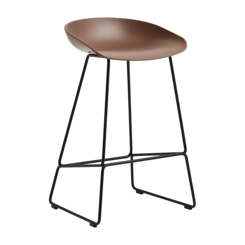 Tabouret de bar en plastique recyclé brique et pieds en acier noir 65 cm AAS 38 2.0 - HAY