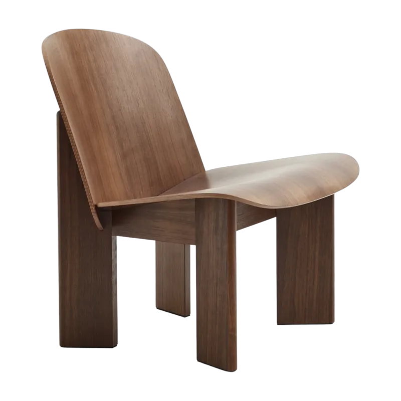 Fauteuil design esprit vintage en noyer naturel Chisel - HAY