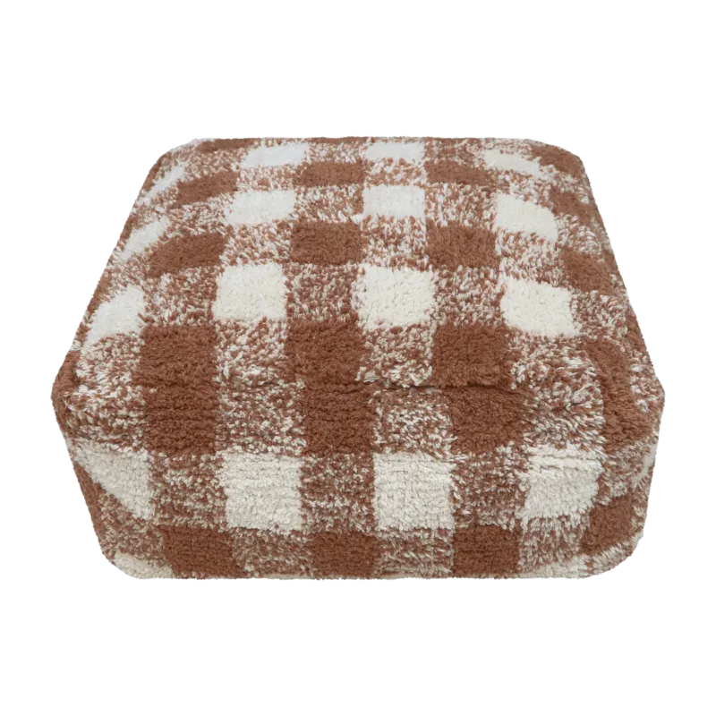 Pouf en coton marron 40 x 20 cm Vichy - Lorena Canals