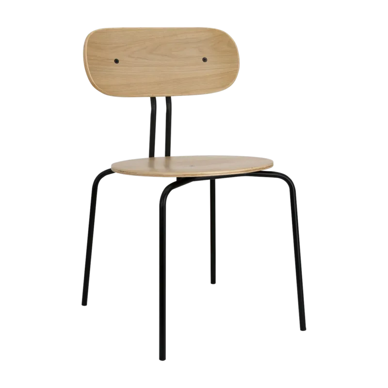 Chaise empilable en contreplaqué chêne et acier noir Curious - UMAGE