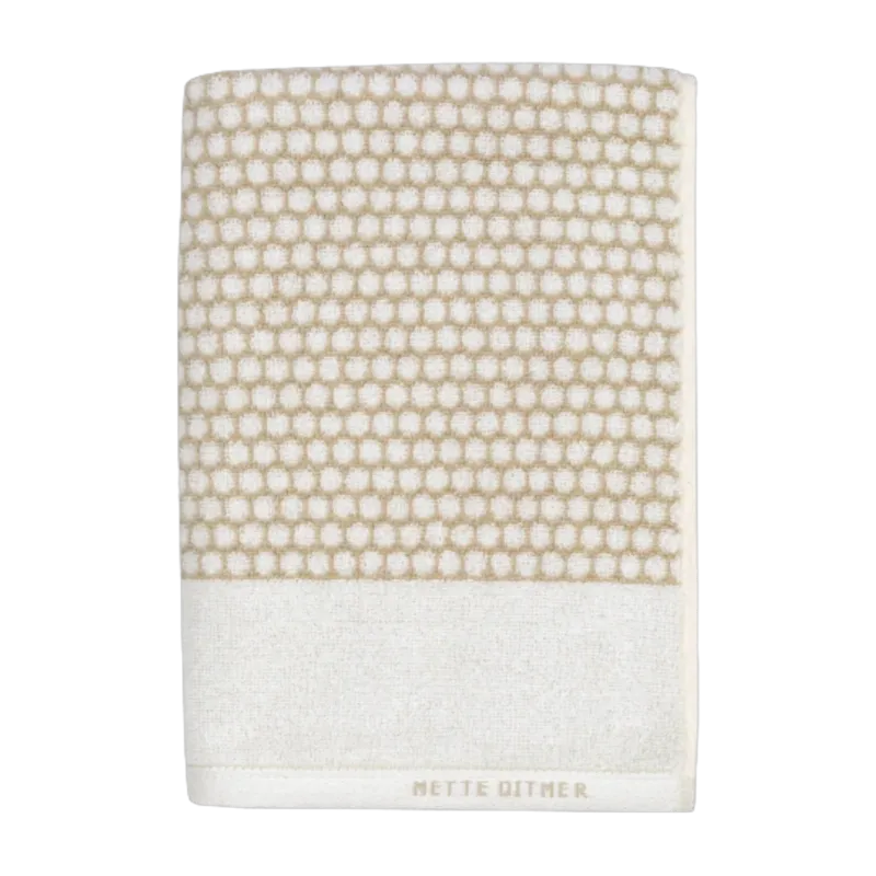 Serviette de toilette blanche et sable 70 x 140 cm Grid - Mette Ditmer