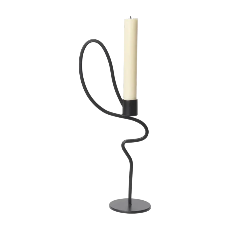 Bougeoir haut en fer noir Valse - Ferm Living
