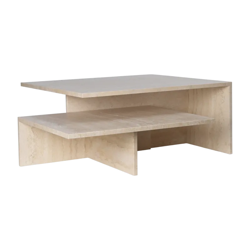 Tables basses gigognes en travertin cashmere Distinct - Ferm Living