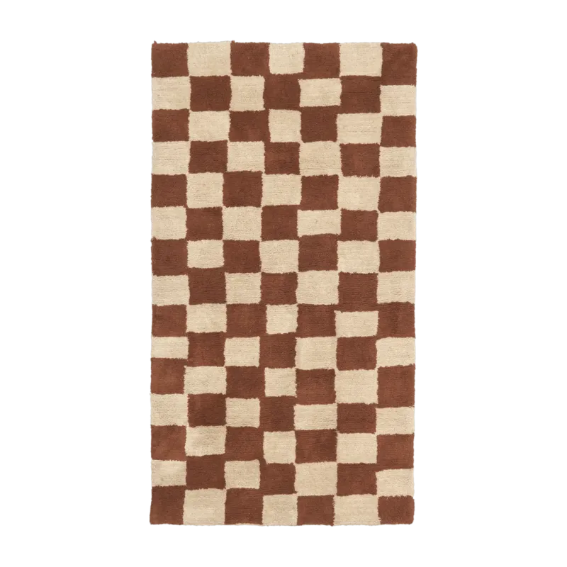 Tapis lavable en coton bio rouille et sable chaud 150x90 cm Mara - Ferm Living
