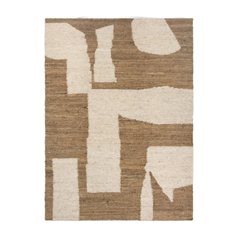 Tapis en laine off-white et toffee 140x200 cm Piece - Ferm Living