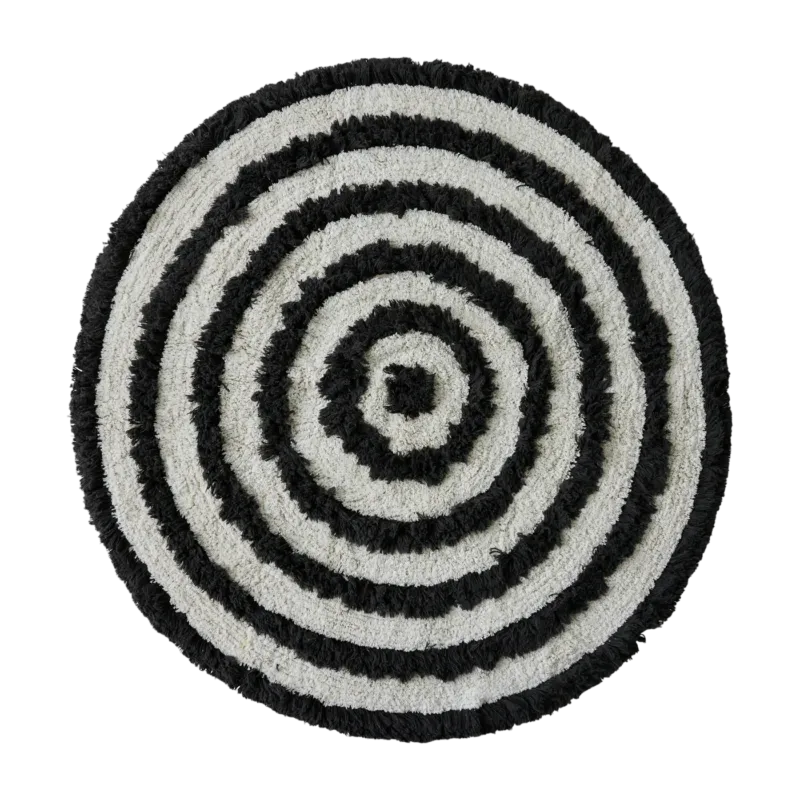 Tapis de bain rond en coton monochrome 120 cm - HKliving