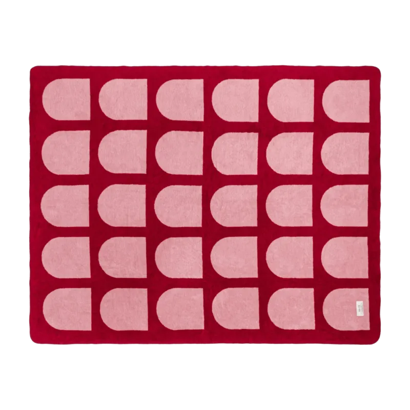 Plaid en coton rose fleuri et jus de cerise 150 x 200 cm Gilli - noo.ma