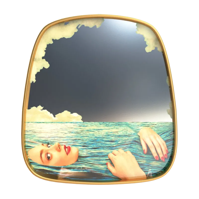 Miroir à cadre doré 54 x 59 cm Sea girl - Seletti