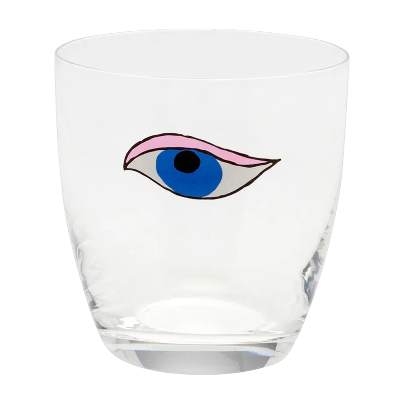 Verre à eau transparent avec dessin d'oeil 8,5 x 9 cm Mystical Eye - Anna + Nina