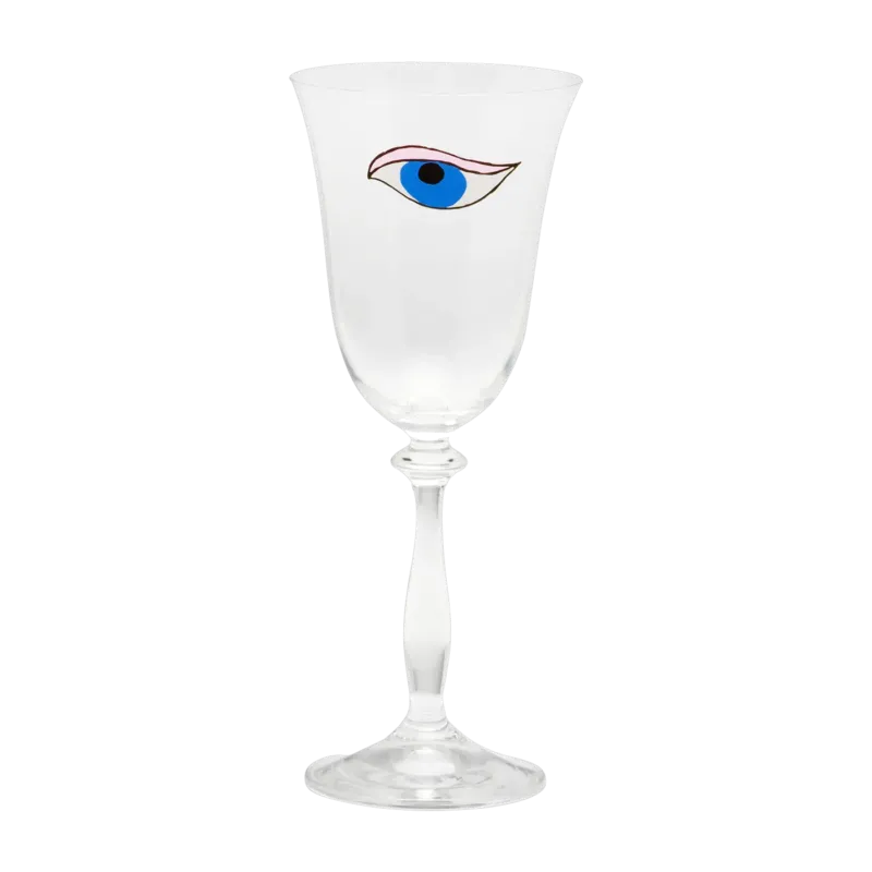 Verre à vin en verre transparent avec dessin d'oeil 8,5 x 21 cm Mystical Eye - Anna + Nina