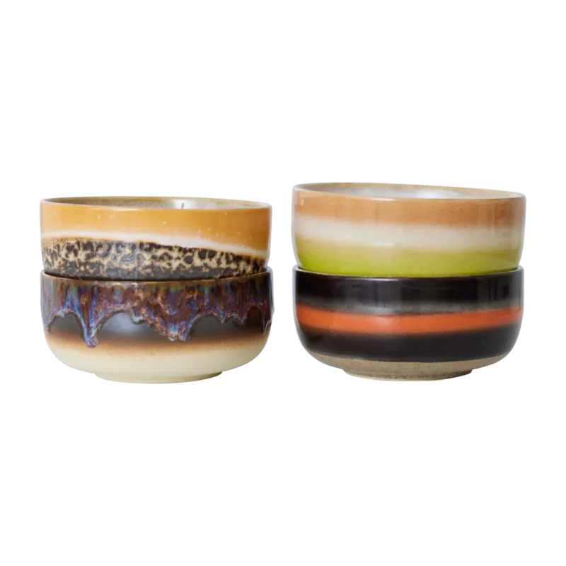 4 bols à dessert en grès humus 12,5 x 12,5 x 6 cm Vaisselle 70's - HKliving