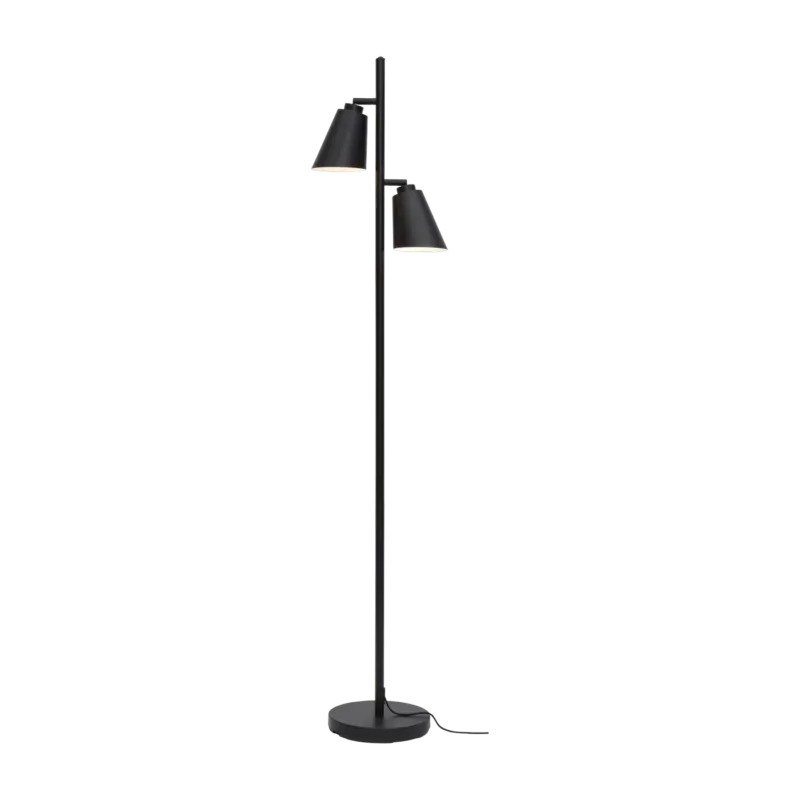 Lampadaire 2 abats-jours en fer noir 162cm Bremen - It's about Romi