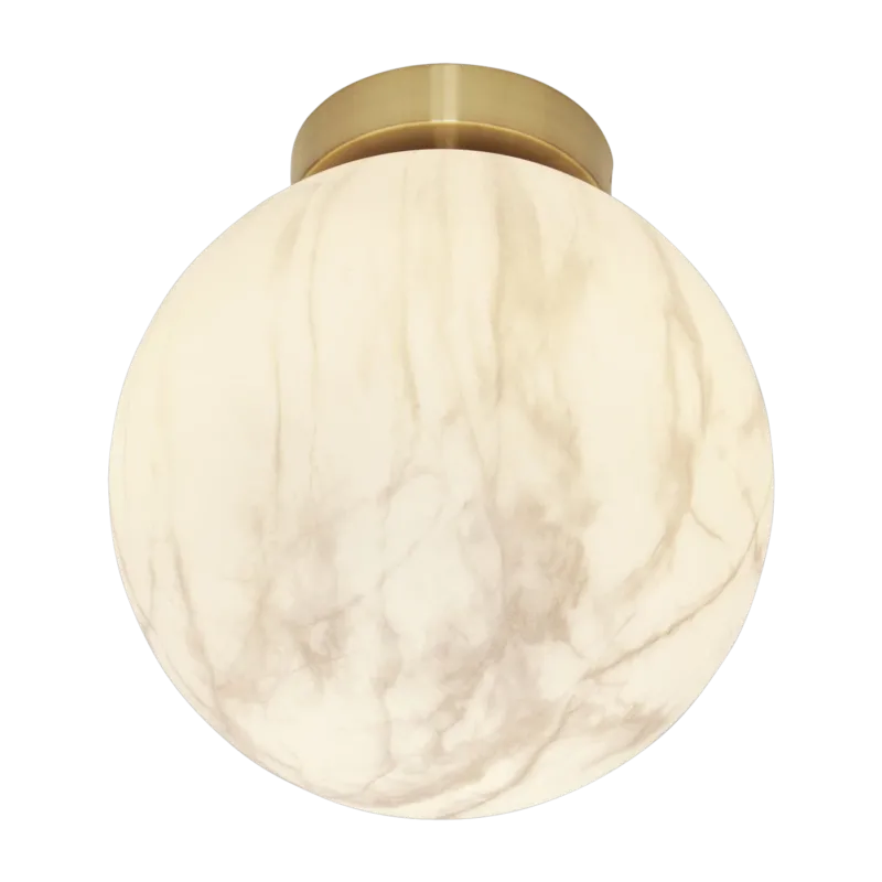 Plafonnier en fer et globe en verre impression marbre blanc et or 22x26cm Carrara - It's about Romi