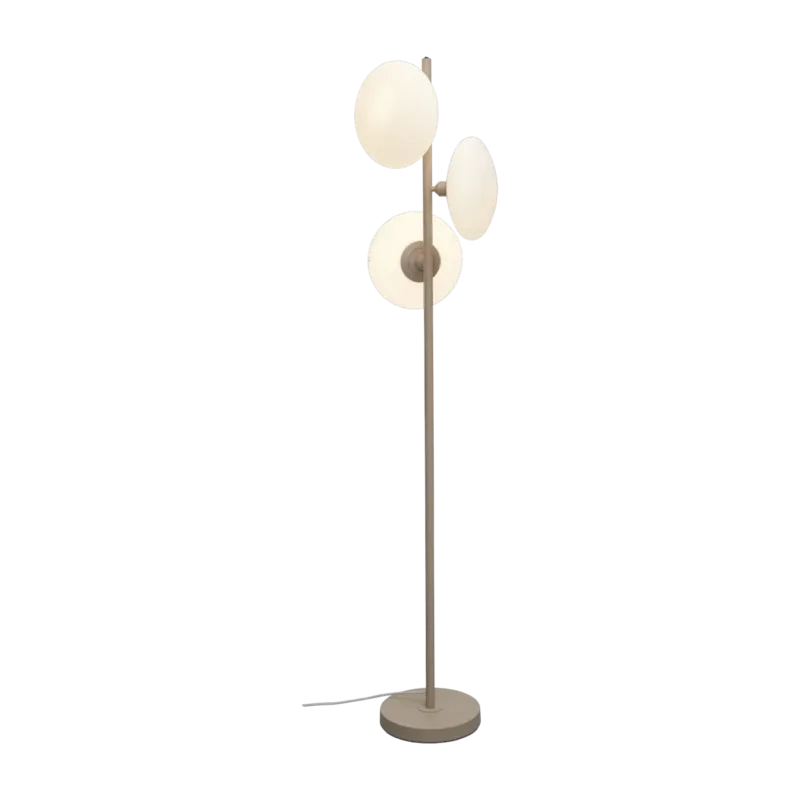 Lampadaire 3 disques en verre blanc et sable 161cm Sapporo - It's about Romi