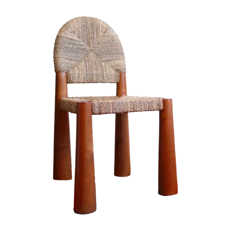 Chaise en bois et paille fait-main 42 x 90 cm - THEM