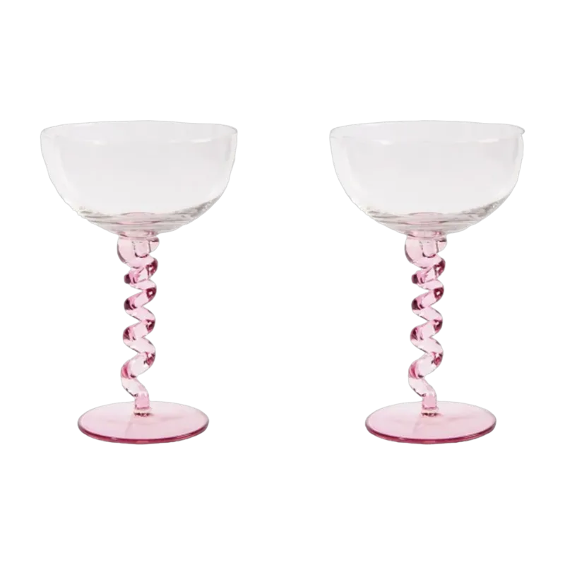 Set de deux coupes en verre spirale rose - &Klevering