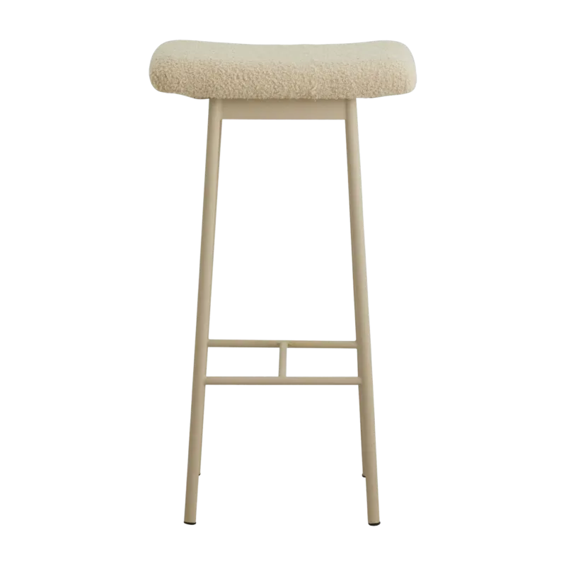 Tabouret de bar avec pieds en fer et revêtement peluche beige Zala - Nordal