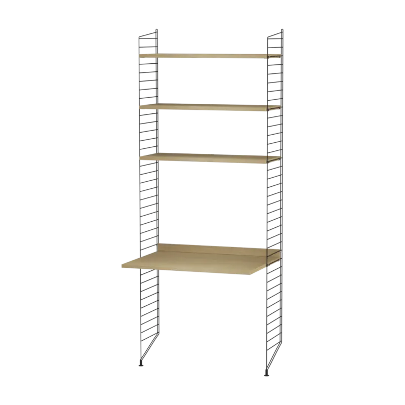 Bureau modulable en chêne et acier noir 80 x 200 x 58 cm Combinaison A - String furniture