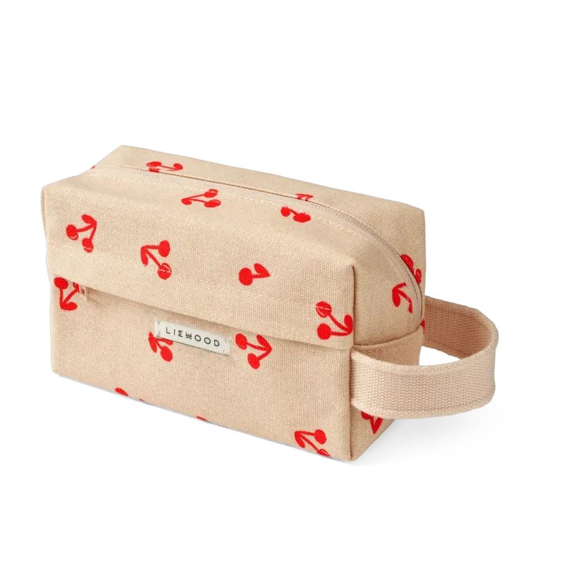 Trousse de toilette en coton bio rose poudré et cerise Trine - Liewood