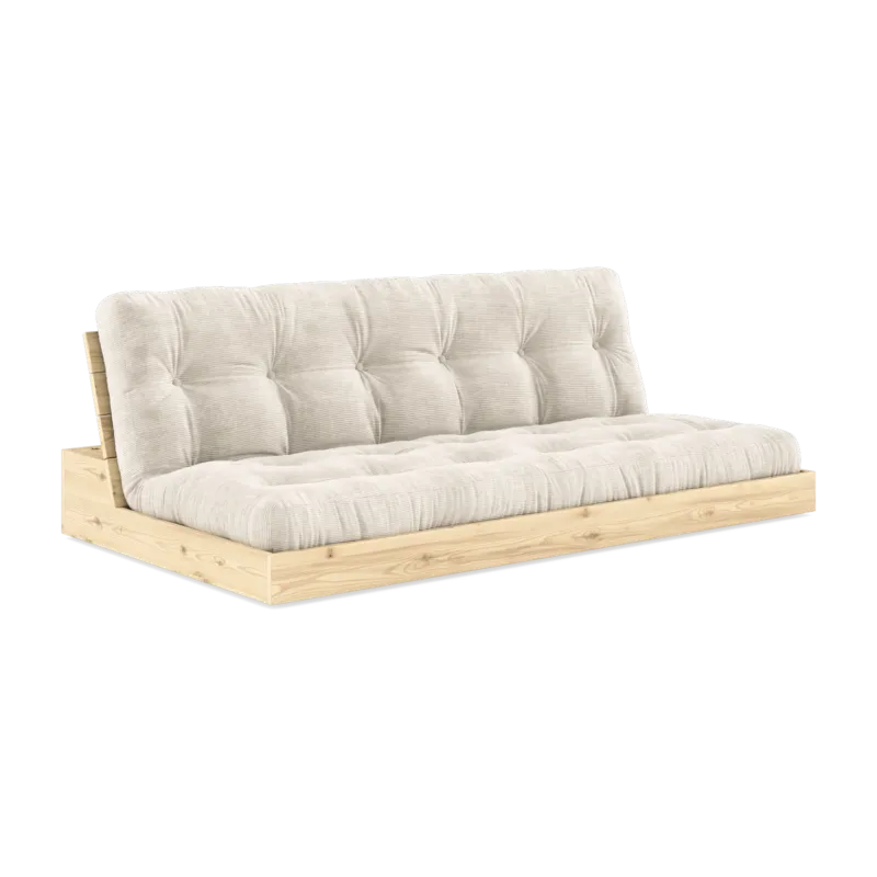 Canapé convertible en pin naturel laqué et matelas ivoire 196x110x72 cm Base - Karup Design