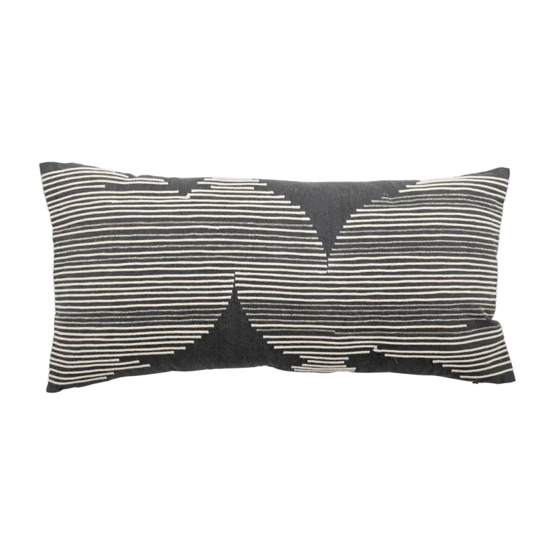 Coussin rectangulaire en coton gris 60x30cm Brechia - Bloomingville