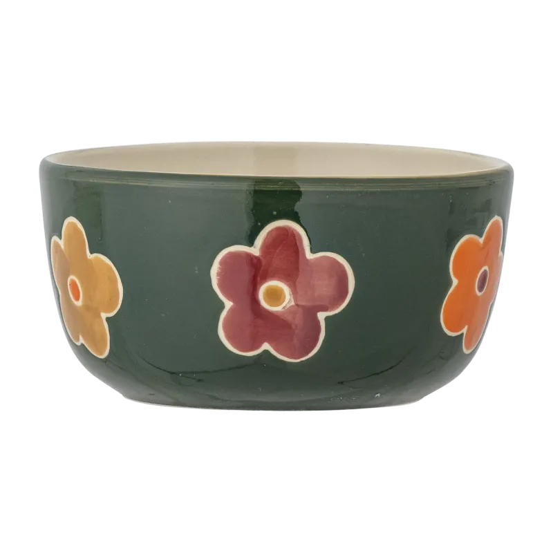 Bol en grès fleuri vert 12cm Addy - Bloomingville Mini