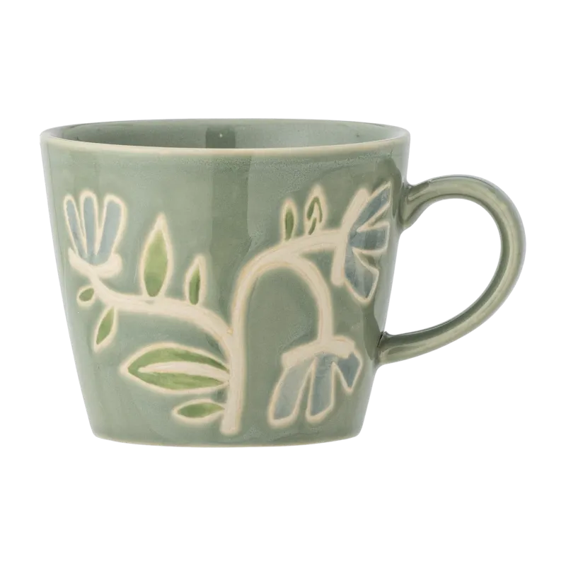 Tasse en grès vert à fleurs Tanger - Bloomingville