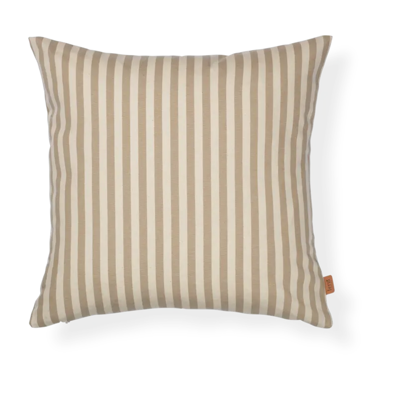 Coussin d'extérieur carré en coton à rayures sable 50x50cm Strand - Ferm living