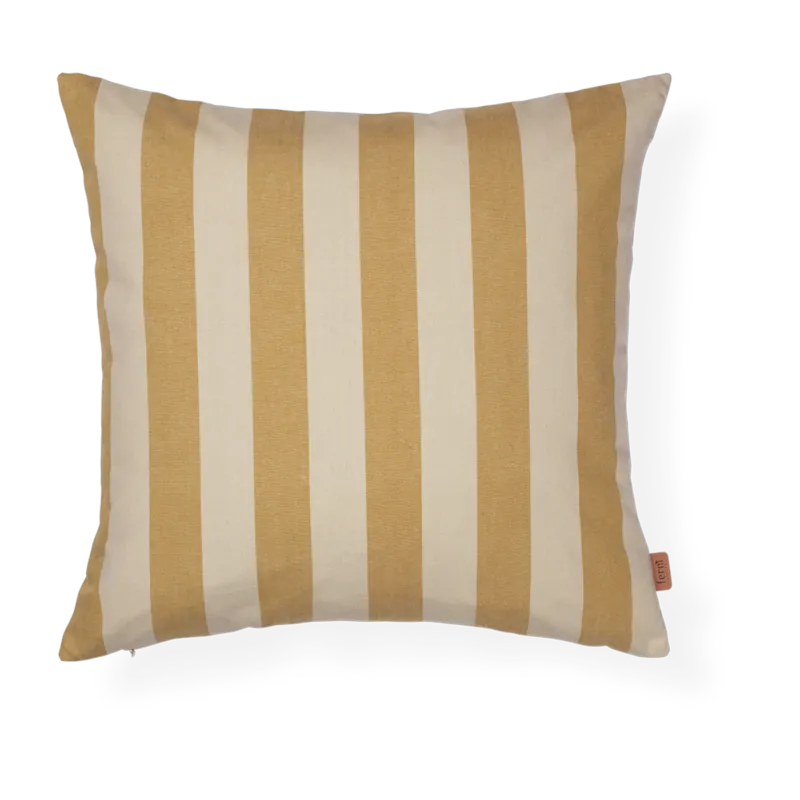 Coussin d'extérieur carré en coton à rayures jaune 50x50cm Strand - Ferm living