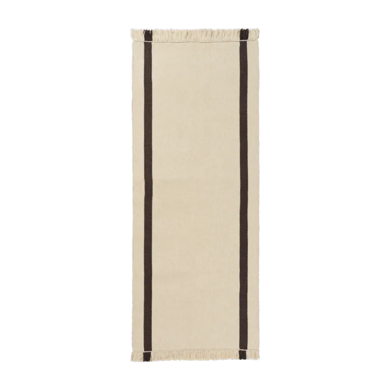 Tapis rectangulaire rayé en laine café 80x200cm Calm kelim - Ferm living