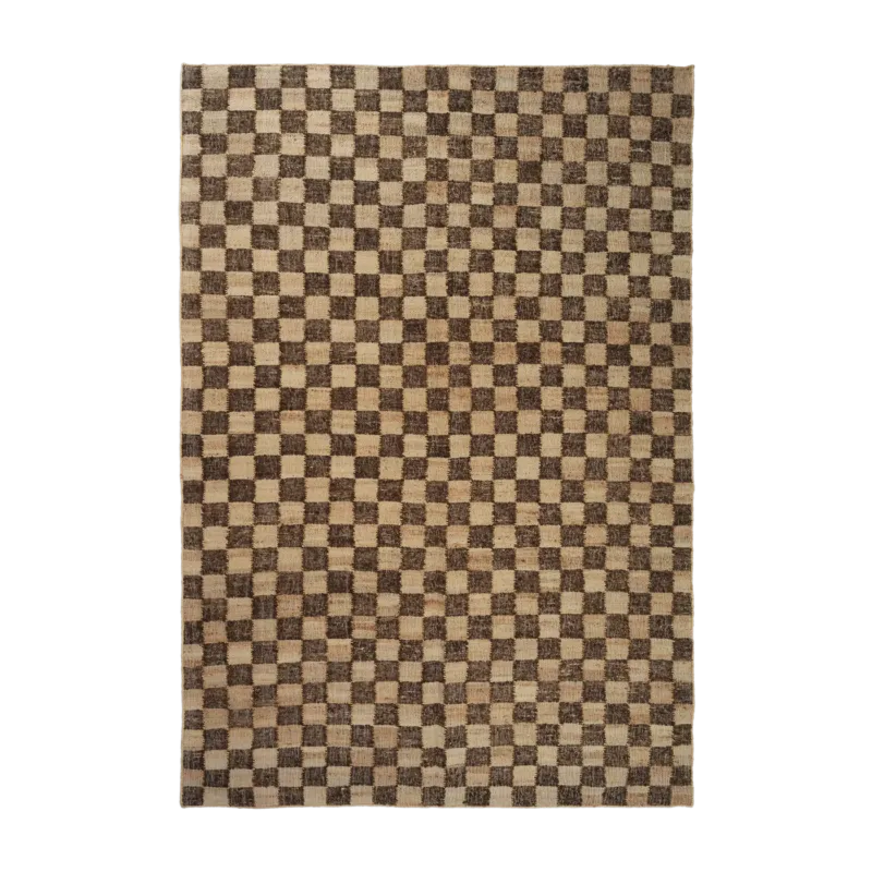 Tapis rectangulaire à carreaux en jute café 200x300cm Check - Ferm living