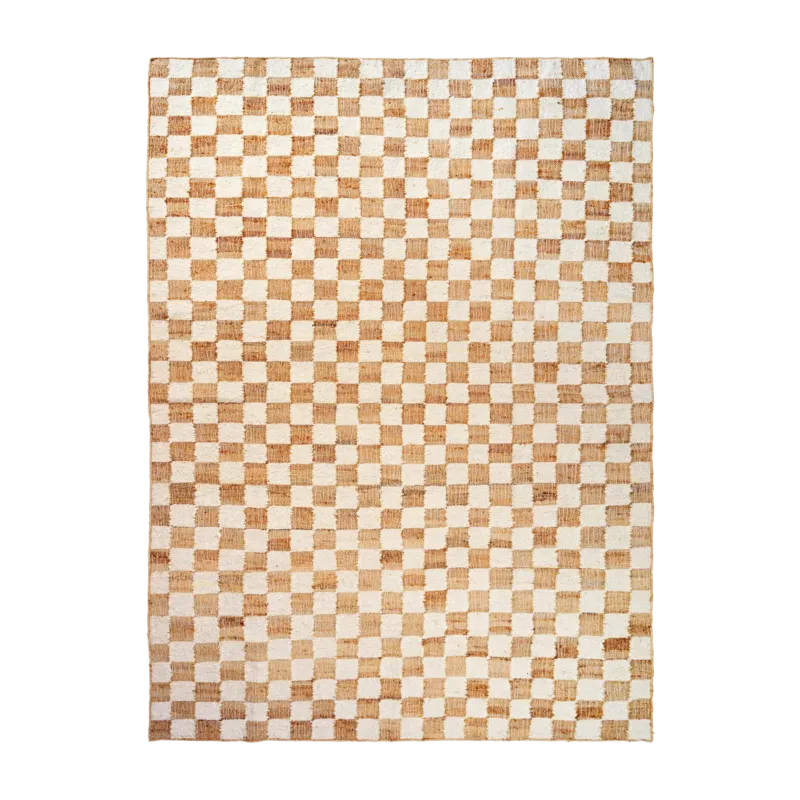 Tapis rectangulaire à carreaux en jute naturel 140x200cm Check - Ferm living