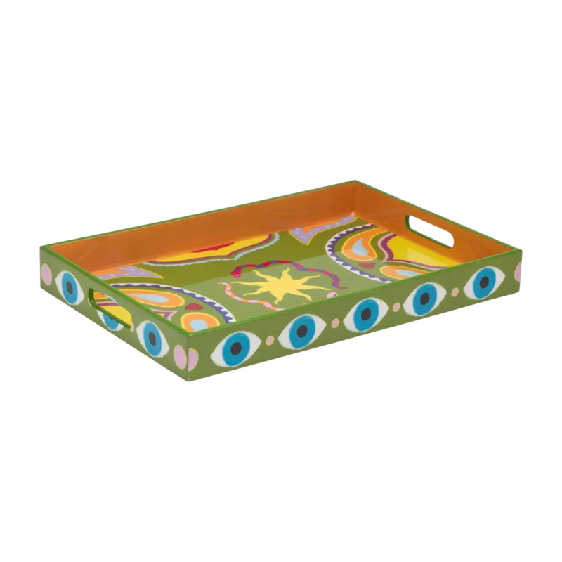 Plateau en bois mdf à motifs multicolores 45x30 cm Lucid Dreams - Anna + Nina