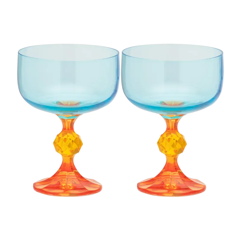 2 verres à cocktail en verre cristallin orange 12,5 cm Paradise - Anna + Nina