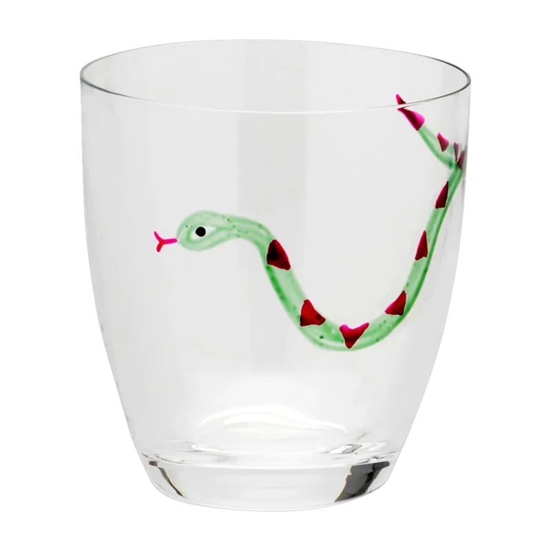 Verre à eau en verre cristallin transparent avec motif serpent 8,5x9 cm - Anna + Nina