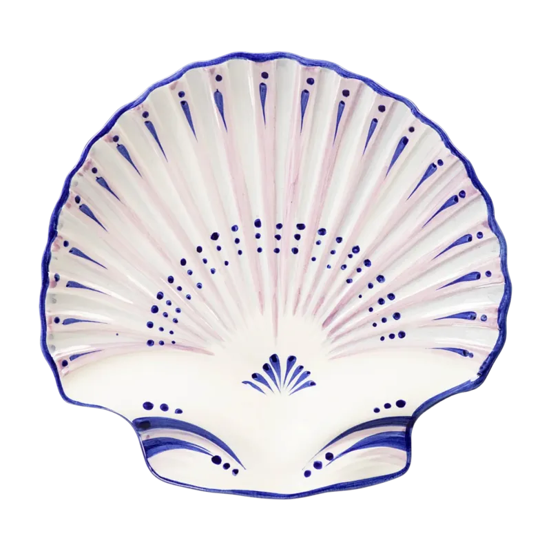 Plateau en forme de coquillage en faïence bleu 33,8x35 cm Shell - Anna + Nina