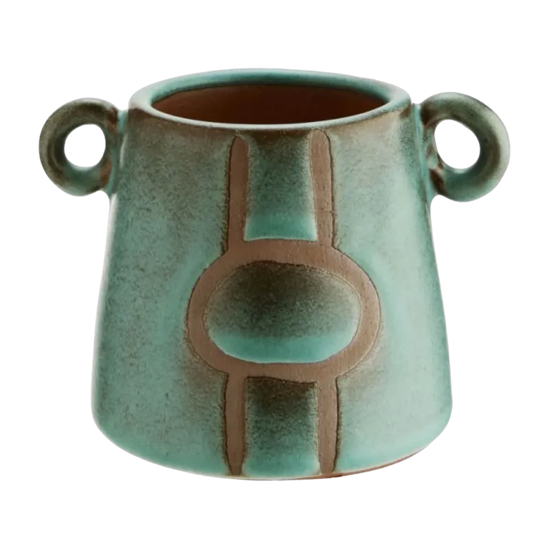 Vase en terracotta imprimé vert 14x10,5cm - Madam Stoltz